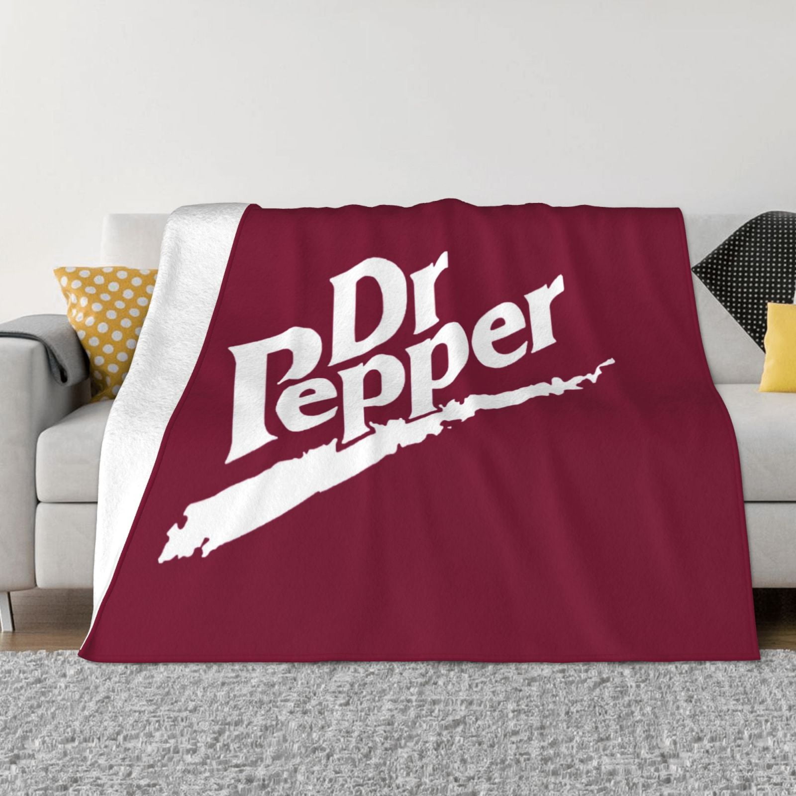 Dr Pepper 90s Maroon Background Flannel Blanket Funny Ultra-Soft Micro Warm Throw Blanket Fleece Blanket Interesting Gift 60"X50"