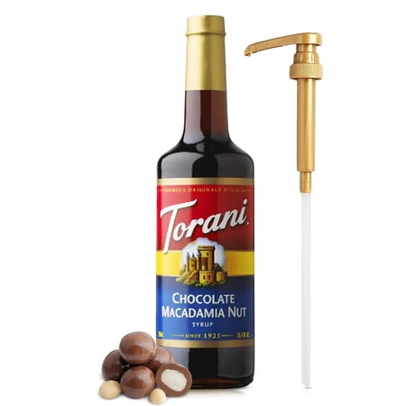 Torani Coffee Syrup, Chocolate Macadamia Nut Flavored Syrup for Drinks, Pump Included, 25.4 Fl Oz