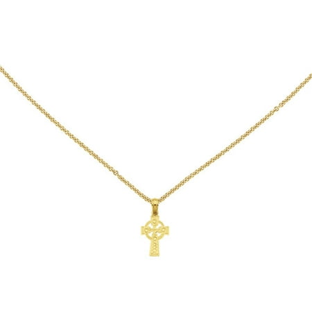 14kt Yellow Gold Celtic Cross with Eternity Circle Pendant
