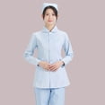 thumbnail image 2 of AWZXDE Women's Solid Nurse Jacket With Pockets Buttons Notched Lapel Simple Casual Long Sleeve Uniform For Medical Work Comfortable And Professional Blue,XXXL, 2 of 3