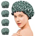 thumbnail image 7 of Shower Caps,Green Christmas Tree Pattern Waterproof Shower Cap for Women 4 Pieces,Double Reusable Hair Cover for Shower PEVA Elastic Stretch Hem, 7 of 7