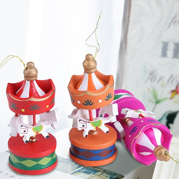 Wooden Carousel Christmas Wooden Decoration Wooden Horse Decoration Wood Carousel Decoration Wooden Carousel Horse Orament Merry Go Round Christmas Room Decoration Kids Gift