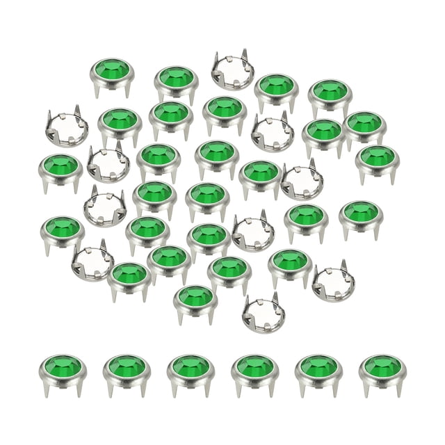 Uxcell Rhinestone Studs, Rhinestone Claw Beads Nailhead Crystal Claw Rivets Punk Spikes Decorative Round Rivets Green 6 mm