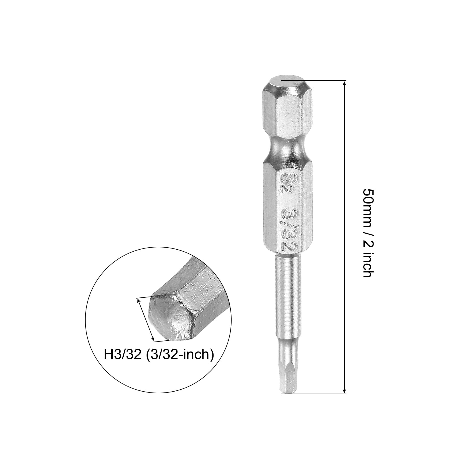 Unique Bargains Magnetic Hex Head Screwdriver Bit Hex Shank S2 Steel Power Tool 3/32" 6Pcs