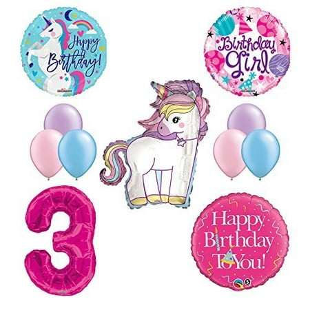  Unicorn  3rd Birthday  Girl Party  Supplies  and Balloon 