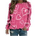 thumbnail image 2 of Blczomt Plus Size Juniors Tops Long Sleeve Love Heart Print Valentine's Day Crew Neck Pullover Womens Blouses and Tops Casual, 2 of 5