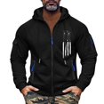 thumbnail image 3 of Men's Flag Print Zip Up Hoodie with Arm Pocket, Casual Cardigan Style Sweatshirt, Large Size Fleece Jacket for Independence Day, Christmas, Outdoor Enthusiasts,Multicolor,XL, 3 of 5