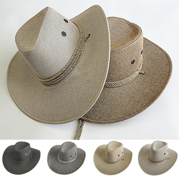 Cheers.US Straw Cowboy Hat,Summer Beach Panama Sun Hats Men & Women Wide Brim Cowgirl Western Theme Party