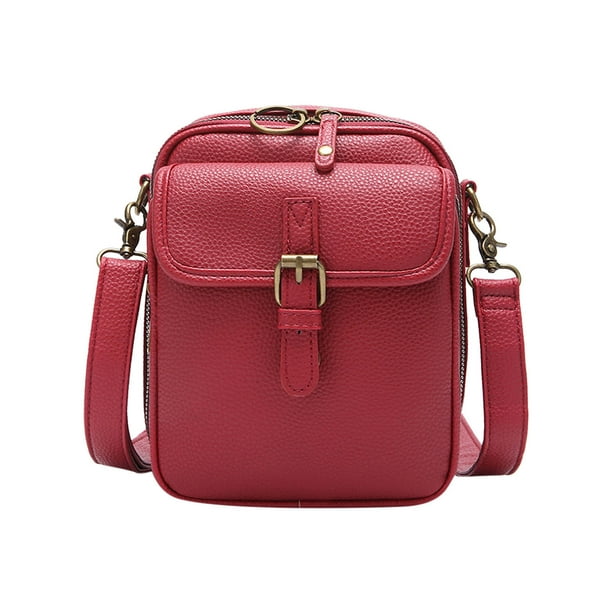 2025 Actualización Vintage de Doble Capa de Gran Capacidad Mini Bolsa de Mensajero de Cuero Pequeño Monedero Crossbody Bolsa de Hombro para Mujeres Hombres
