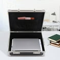 thumbnail image 3 of Portable Carrying Case Aluminum Hard Case Black Briefcase Tool Box Black w/Lock, 3 of 14