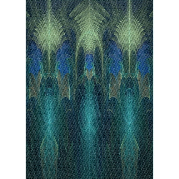 Ahgly Company Machine Washable Indoor Rectangle Transitional Aquamarine Stone Green Area Rugs, 2' x 4'