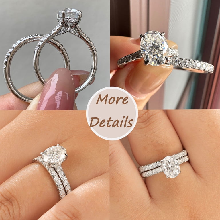 Newshe Jewellery Oval Moissanite Wedding Rings for Women
