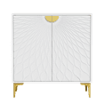 thumbnail image 2 of Glavbiku White 2-Door Sideboard with Curve Line Door,Gold Handle - Living Room Accent Cabinet,31.4"L, 2 of 15