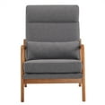 thumbnail image 3 of Accent Chair Modern Linen Upholstered Armchair Lounge Chair with Solid Wood Frame and 1 Pillow Comfy Single Sofa Chair Leisure Reading Chair with High Back & Armrest for Living Room Bedroom Dark Gray1, 3 of 7