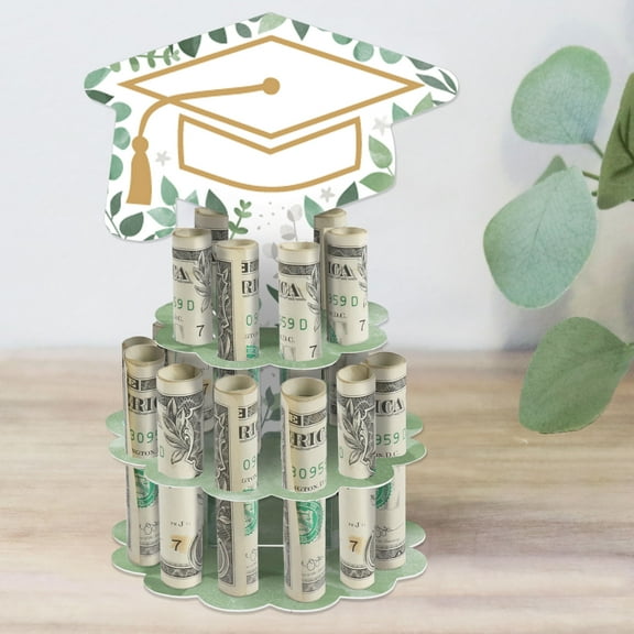 Big Dot of Happiness Boho Botanical Graduate - DIY Greenery Graduation Party Money Holder Gift - Cash Cake