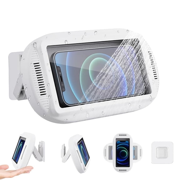 Dwellin Shower Phone Holder Waterproof 480° Adjustable Wall Mounted Smartphone Case Phoneholder for Bathroom Bathtub Kitchen(Up to 6.8 Inch)
