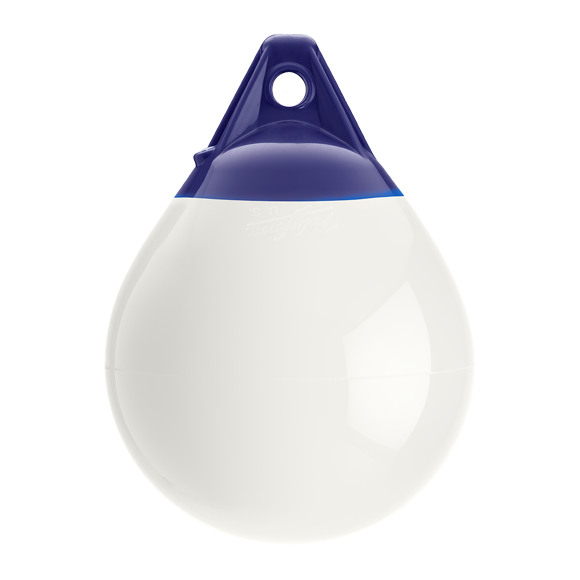 Polyform Mooring Buoy 57-462-034 A-1 White W/Bar Code; 11 Inch Diameter x 15 Inch Length; 1 Inch Rope Eye Diameter; White; PVC; With Bar Code; For Boats 15 Feet To 30 Feet In Length