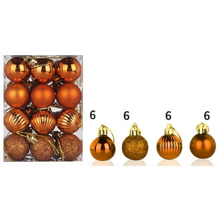 Siaonvr Orange Plastic Bauble Hanging Christmas Ball Ornaments, 24 Count (1.18")