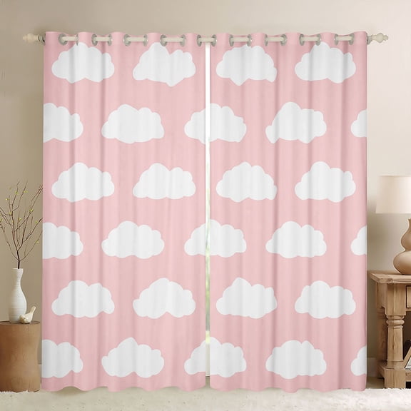 Homewish Kawaii Cloud Blackout Curtains Set of 2 (52x84 Each) for Teens Boys Girls,Dreamy Princess Window Curtains,Cartoon Cute Curtains and Drapes,Ultra Soft Home Decor