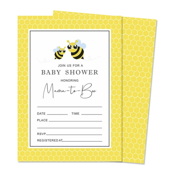 Inkdotpot 30Gender Neutral Baby Shower Invitation Cards Mommy Bee Fill In Blank Invites