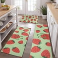 thumbnail image 2 of Strawberry Plants Fruit Character Green Pattern Kitchen Rugs Sets Of 3,Kitchen Runner Rugs Non Skid Washable,Decorative Kitchen Floor Mats for Kitchen,Sink,Laundry,17"x30"+ 17"x47" + 17"x59", 2 of 6