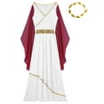 thumbnail image 5 of YiZYiF Womens Greek Goddness Costume Ancient Greece Queen Gold Trim Toga Dress for Halloween Cosplay Burgundy-A S, 5 of 7