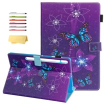 Cowithday Case for Samsung Galaxy Tab S8 2022 and Tab S7 2020 11" (SM-X700/X706/T870/T875/T876/T878) with Pencil Holder [Auto Wake/Sleep] Stand Magnetic Smart PU Leather Cover, Purple Flower Butterfly