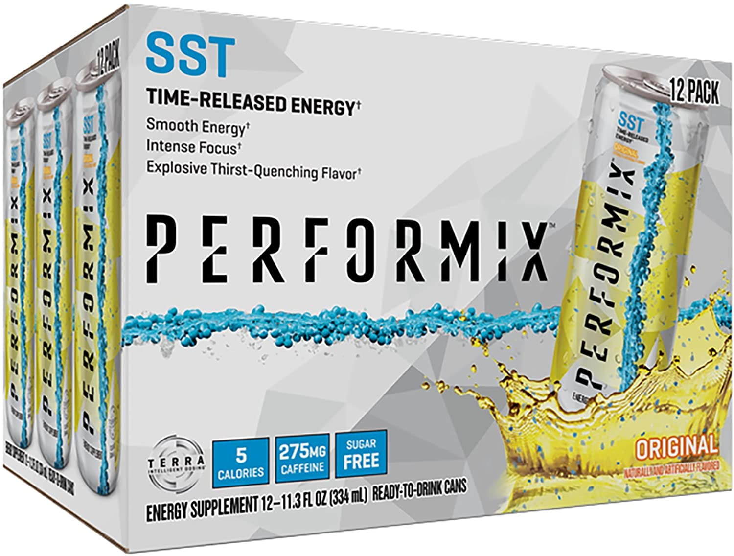 Performx | SST Energy Drink - Time Release, Smooth, Intense, Sugar Free | Original Flavor, Case Pack (12 cans)