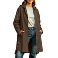 thumbnail image 2 of thefmos Women Plus Size Fall Winter Hooded Zip Up Open Front Casual Basic Coat Outdoor Raincoat Solid Trendy Jacket, Brown S, 2 of 9