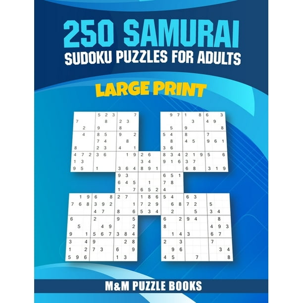 250 samurai sudoku puzzles for adults 1 puzzles on each page with plenty of room to work 5 in 1 sudoku puzzles easy medium hard 8 5 x 11 paperback walmart com