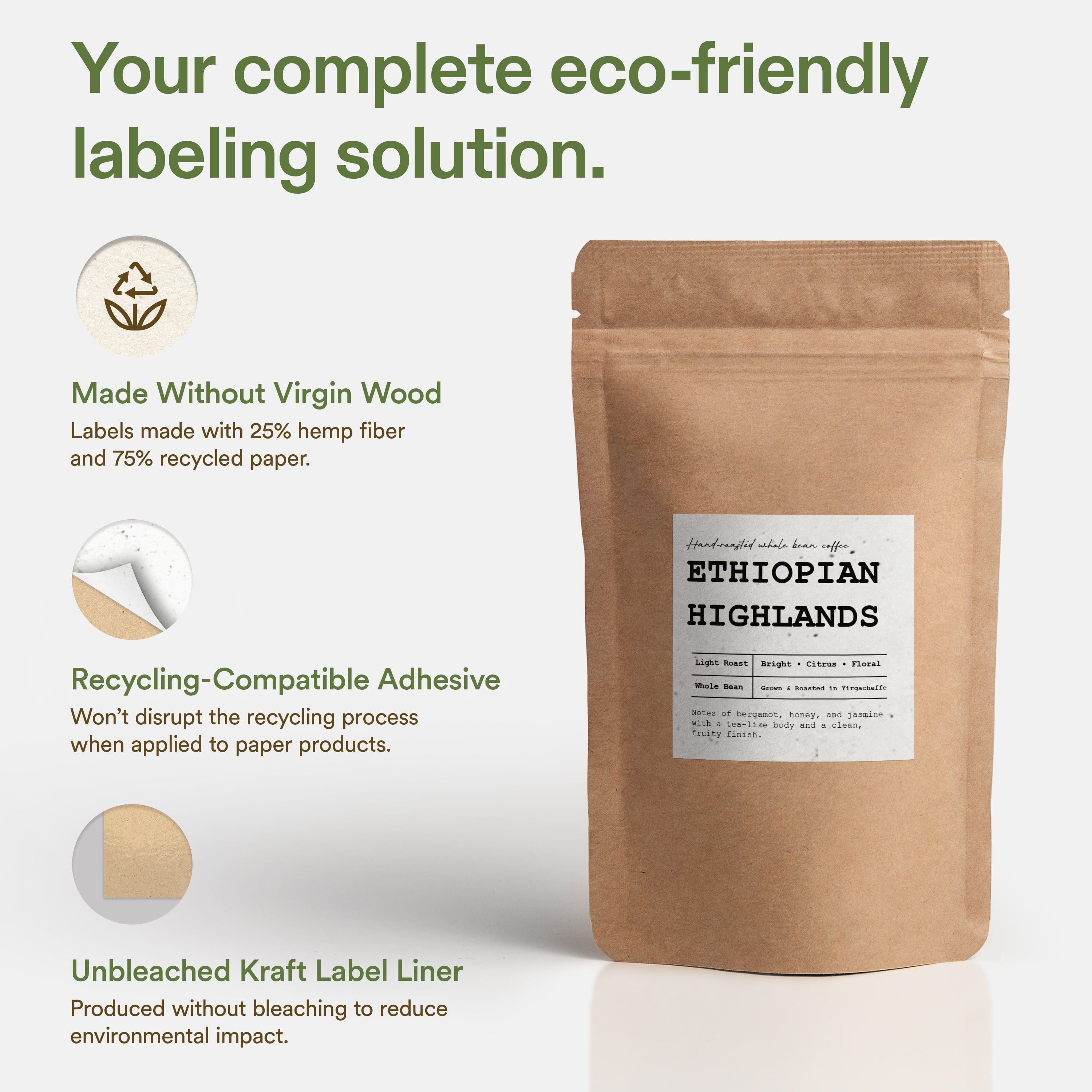 Avery Square Hemp Labels, 2" x 2", Off-White, 960 Labels Total