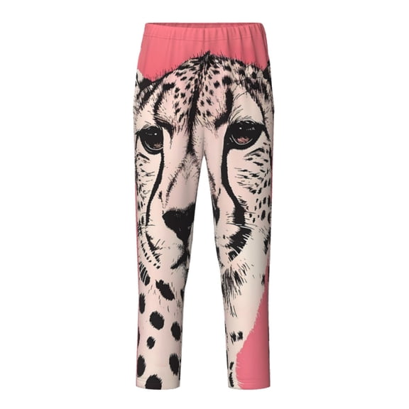 Xecao Pink Cheetah Art Print Teenagers' Pajama Pants Long Sleep Pants Soft Elastic Waist Pajama Bottoms Elastic waist with 2 Pockets 5-16 Years-XS(5-6)