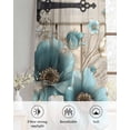 thumbnail image 6 of Teal Tulip Butterfly Sheer Curtains 54 Inch Length 2 Panels Set for Living Room/Bedroom, Beige Turquoise Floral Farmhouse Wooden Kitchen Curtains Grommet Curtains Window Treatments 42"x54"x2, 6 of 7