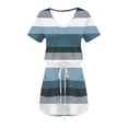 thumbnail image 6 of Cmfcve Stripe Midi Dresses for Women Short Sleeve Tie Front Bohemian Dress V-Neck Drop Waist Pinstripe Dresses with Pockets, 6 of 6