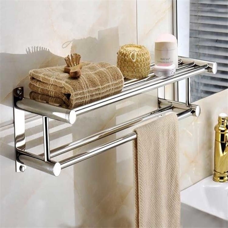 Chrome Bathroom Wall Shelf with Towel Rail Everything Bathroom