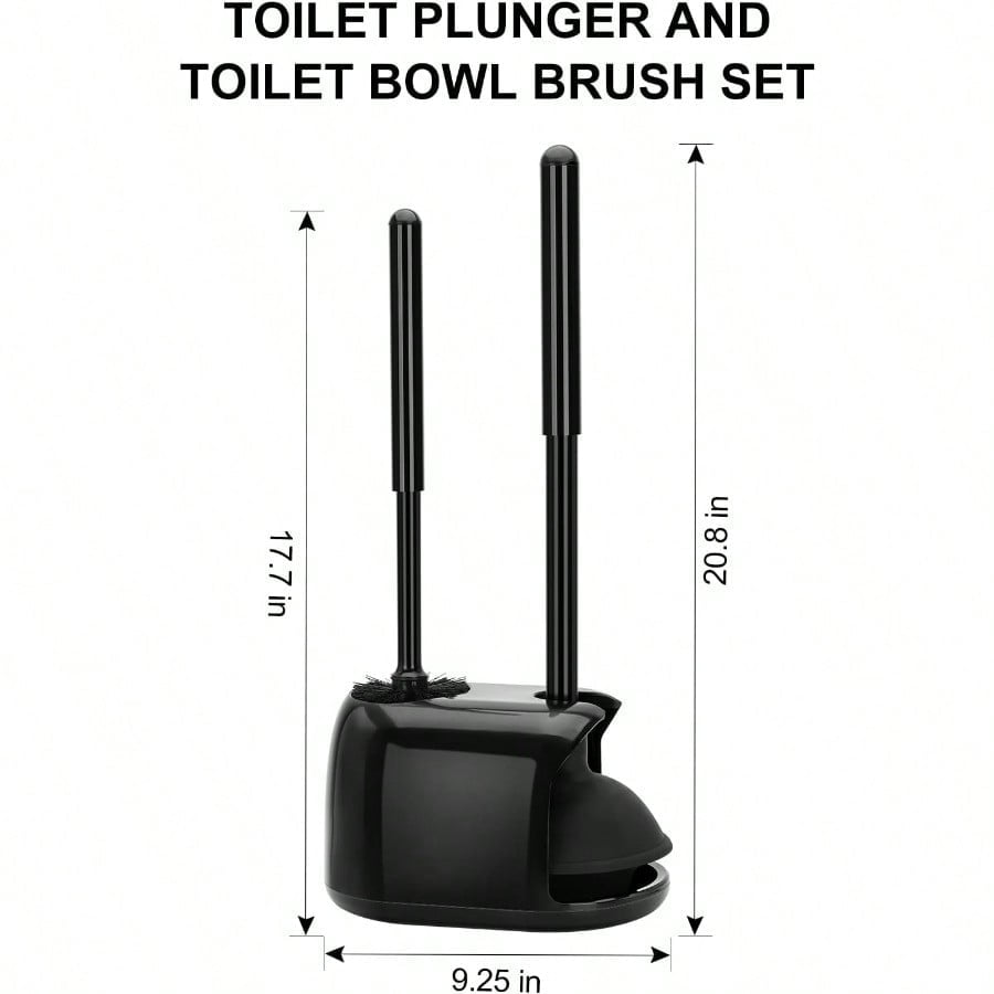 Toilet Brush and Plunger Set 3 Pack Toilet Plungers for Bathroom with Holder Heavy Duty Toilet Bowl Brush and Holder Hidden for Deeply Cleaning - Black