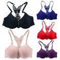 thumbnail image 4 of Women‘s Racerback Front Closure Push Up Lace Bra Tshirt Padded Plunge Bra, 4 of 4