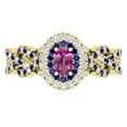 thumbnail image 2 of Dazzlingrock Collection 6X4mm Oval Pink Sapphire with Round Blue Sapphire & White Diamond Interweaving Double Halo Wedding Ring for Women in 10K Yellow Gold, Size 8.5, 2 of 6