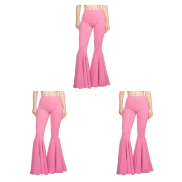 Wweixi Pantalon Extensible pour Femmes à Pattes d'Éléphant, Grand Application, Léger et Confortable, Rose, P, Ensemble de 3