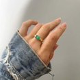 thumbnail image 3 of Emerald Ring Emerald Statement Ring Simple Emerald Ring Sterling Silver Ring, 3 of 6