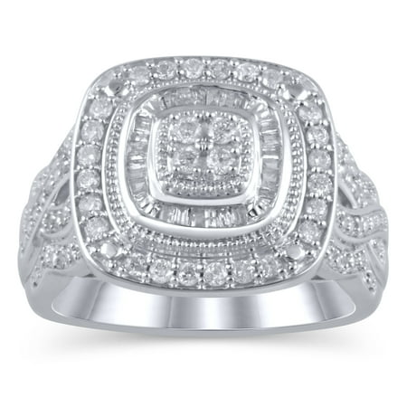 1/2 Carat T.W. JK-I2I3 Forever Bride - Limited Edition diamond cushion fashion ring in sterling silver, Size 5