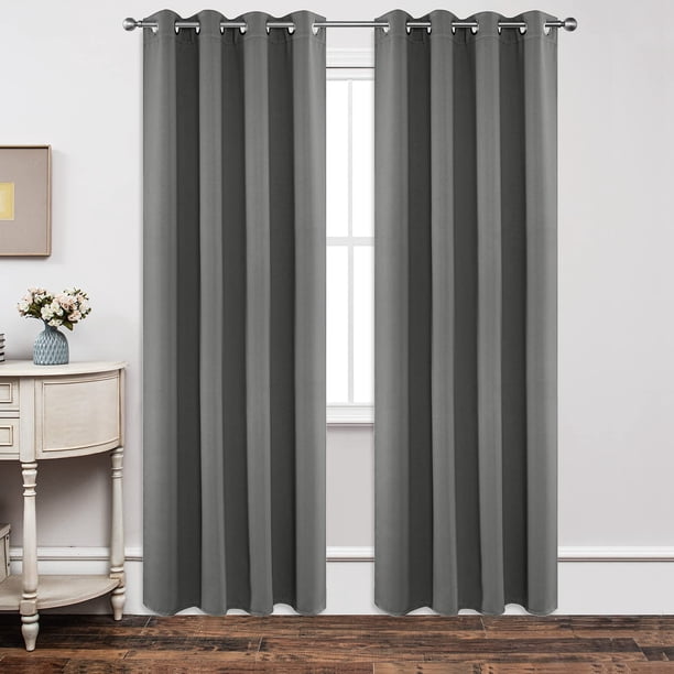 Joydeco Cortinas opacas de 84 pulgadas de largo, 2 paneles, juego de cortinas largas con aislamiento térmico, 2 cortinas con ojales para oscurecer la habitación, para sala de estar, dormitorio, ventan