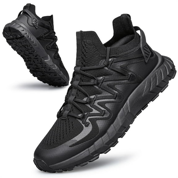 Men's Walking Shoes Hands Free Slip On Sneaker Strap Running Tennis Shoes for Flat Feet Plantar Fasciitis Workout Shoes Black Size 10