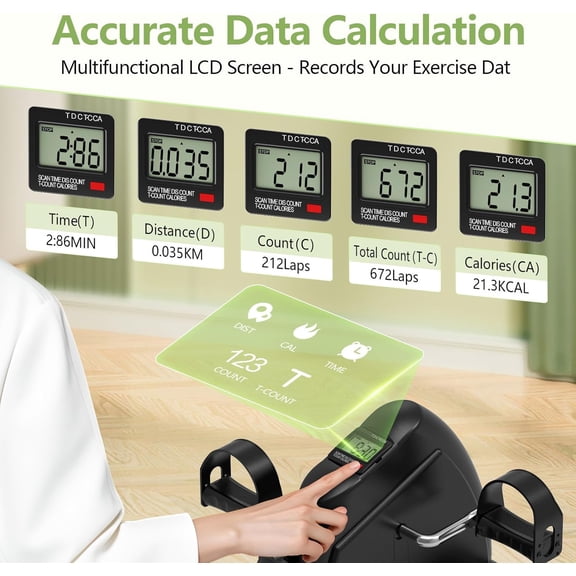 FITKS360 Under Desk Elliptical & Mini Exercise Bike – Seated Electric Leg Exerciser & Magnetic Pedal Machine for Seniors Arms & Legs Workout with Remote, LCD Display& Adjustable Resistance