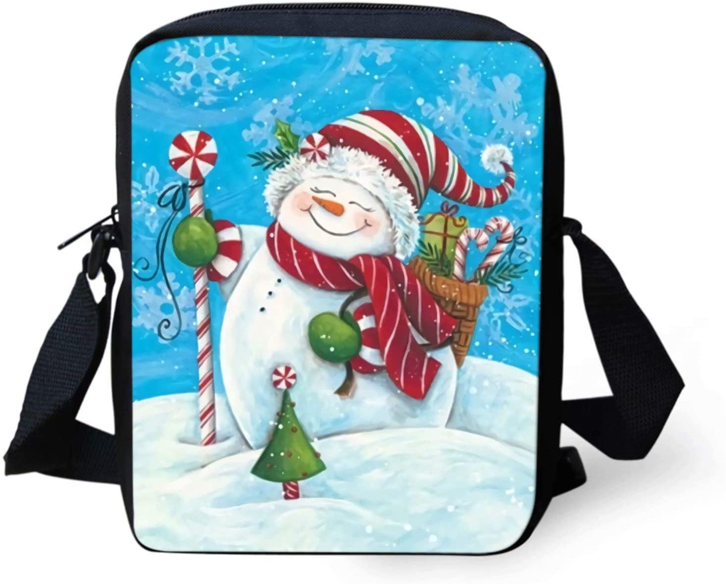 Christmas Blue Handbag Messenger Cross Body School Shoulder Bag for Girls Womens 