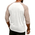 thumbnail image 5 of Resicozy 3/4 Sleeve Shirt Men Summer Color Block Henley Neck Baseball T-Shirts Casual Loose Fit Tees T-Shirt Beige S, 5 of 7