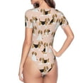 thumbnail image 4 of Easygdp Beagle Dog On Brown Women's One-Piece Swimsuit Slim Fit Crew Neck Bodysuit Athletic Swimwear with Concealed Buckle - Small, 4 of 9