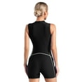 thumbnail image 2 of Alvivi Women Sleeveless Zip Up One Piece Boyleg Swimsuits Surfing Rash Guard Wetsuits Black S, 2 of 7