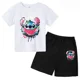 thumbnail image 3 of Conjunto de 2 camisetas y pantalones cortos de Disney Stitch para niños de 2 a 12 años, ropa informal de verano de manga corta con estampado de anime para niños, 3 of 5