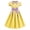 Yellow, variant on IBTOM CASTLE Kids Girls 1950s Retro Vintage Tea Party Bowknot Dress Short Puff Sleeve Contrast Panel Swing Party Dresses 7-8 Years Pink